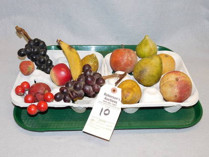 15 Pcs. Vintage Stone Fruit: 15 Pcs. Vintage Stone Fruit Include: Apples, Pears, Cherries,Oranges, and Grapes in GD Cond.