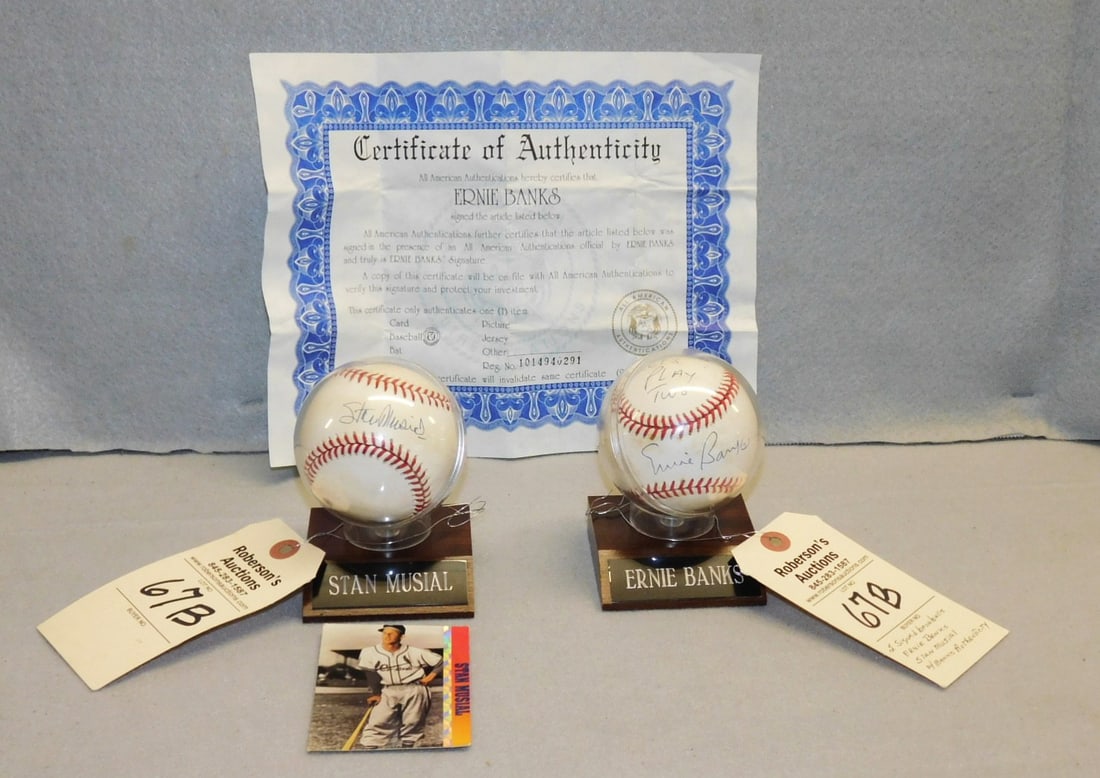 2 Signed Baseballs-Ernie Banks, Stan Musial (1 of 2)