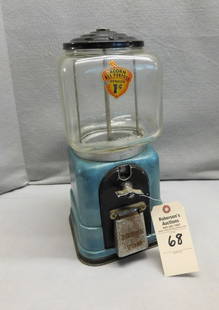 1 Cent "Acorn All Purpose" Vendor Machine: 1 Cent "Acorn All Purpose" Vendor Machine- "Thank You" For Front Flap-Metal & Glass in GD Cond. (Minor Rust)