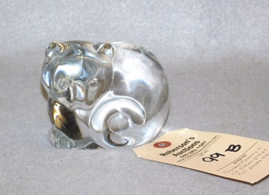 Signed "Tiffany & Co." Clear Glass Cat