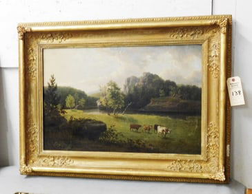 20 1/2"x 30" O/C Horned Cattle by River