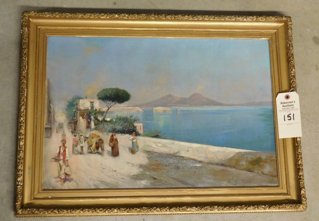 17" x 25" O/C Naples Italy Beach Scene (1 of 3)