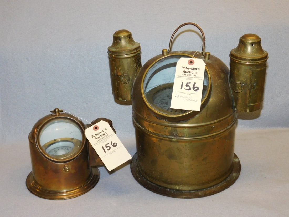 2 Nautical Brass Compasses (1 of 4)