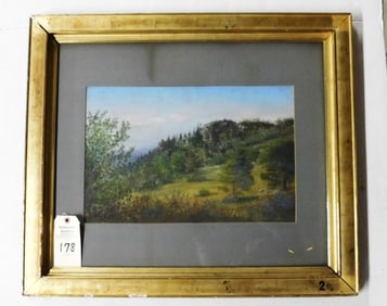 20" x 24"W/C of Hilly Forest Scene