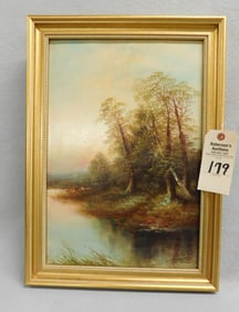 19" x 13" O/Panel River Scene w/Trees