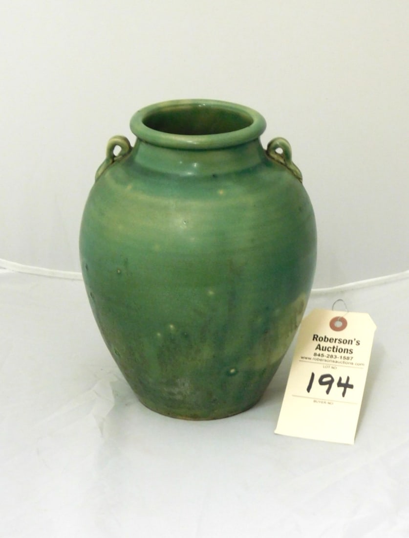 9 1/2in.H. Matte Green Glaze Vase (1 of 3)