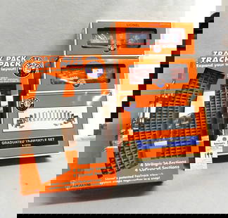 5 Pcs. Lionel Track, Trestle Set & 2 Cars: 5 Pcs. Lionel Track, Trestle Set & 2 (Bobbing Santa 2008 Box Car) Christmas Cars in Orig. Boxes, Brand New