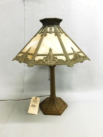 Ornate 8 Paneled Glass Table Lamp