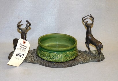 Metal Figural w/Dbl Deer w/Ctr.Bowl