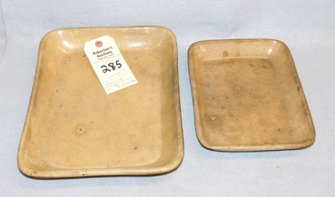 2 Early Rare "American Pottery" Loaf Pans