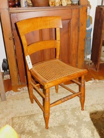 5 Tiger Maple Cane Seat Chairs