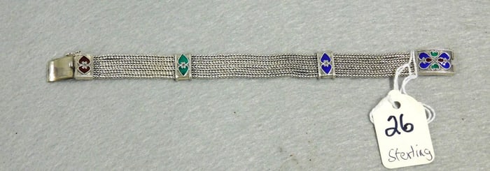 Sterling 5 Strand Enamled Bracelet