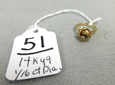 14K yg Twist Setting Lady's Ring w/Dia.