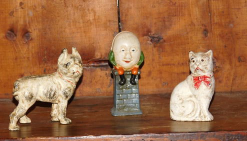 3 Cast Iron Figural Penny Banks