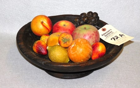 Vintage Stone Fruit w/Bowl