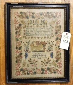 16 1/2" x 20 1/2" Sampler Dated 1828