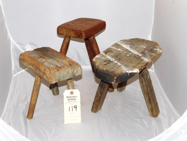 3 Primitive Milk Stools