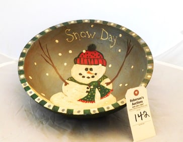 Old Wooden Bowl - Artisian Handpainted