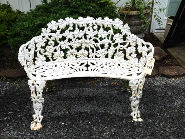 White Ornate Iron Bench