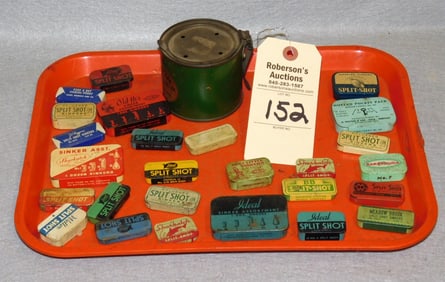 26 Vintage Tins of Fishing Sinkers