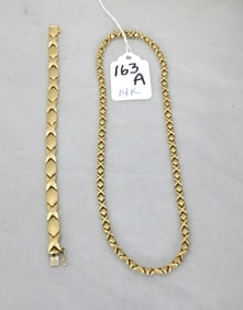 14k yg Hugs & Kisses Necklace & Bracelet