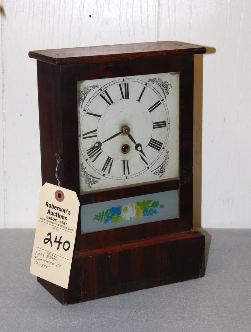 E.N. Welch Cottage Clock: E.N. Welch Cottage Clock- Forestville, CT C. 1875 in Gd Cond.-12"H x 8"W x 3 1/2"D - Please Note: We are not shipping clocks & Firearms. Shipping for Firearms & Clocks must be made by Purchaser, we wi