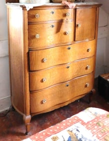 Serpentine Front Oak Bonnet Chest