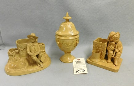 3 Lg. Pcs. of Early Figural Yellow Ware