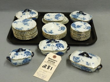 39 Pcs.Miniature "Rosamond" Flow Blue