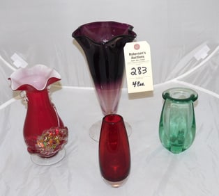 4 Pcs. Colorful Art Glass Vases