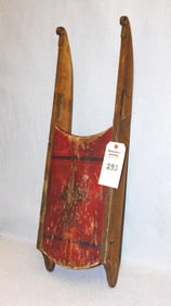 Early Wooden Sled w/Iron Runners