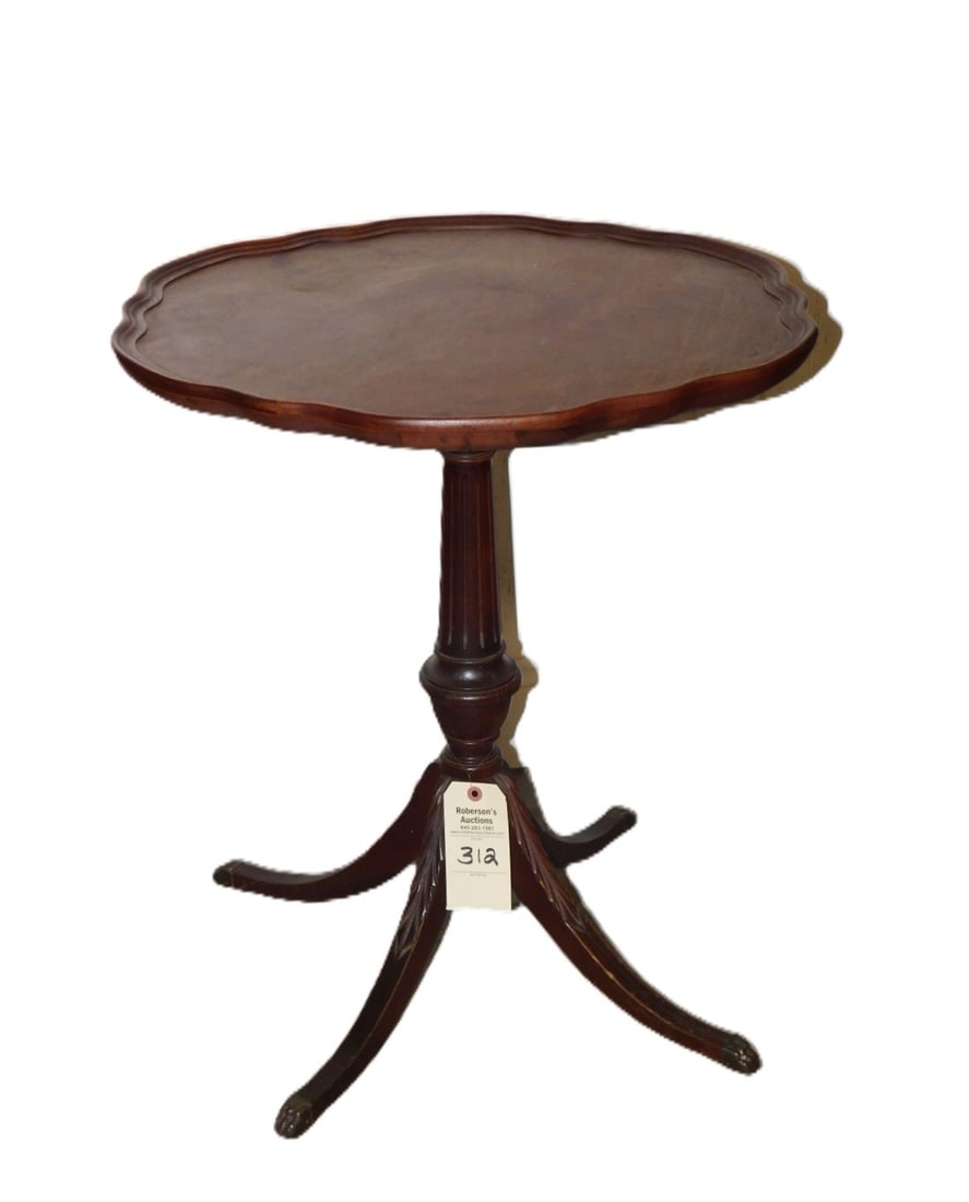 Duncan Phyfe Piecrust Stand: Duncan Phyfe Piecrust Stand in Gd. Cond. (Sm. Water Stain on Top) - 26H.x 23"D. Top