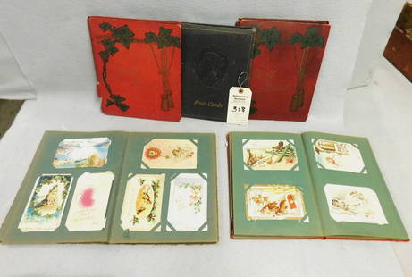 2 Greeting Card Albums - Over 100 Cards: 2 Vintage Greeting Card Albums - Over 100 Cards plus 3 Vintage Blank Scrapbooks in Gd. Cond.
