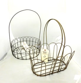 2 Vintage Wire Flower Baskets