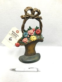 11" H Cast Iron Floral Doorstop