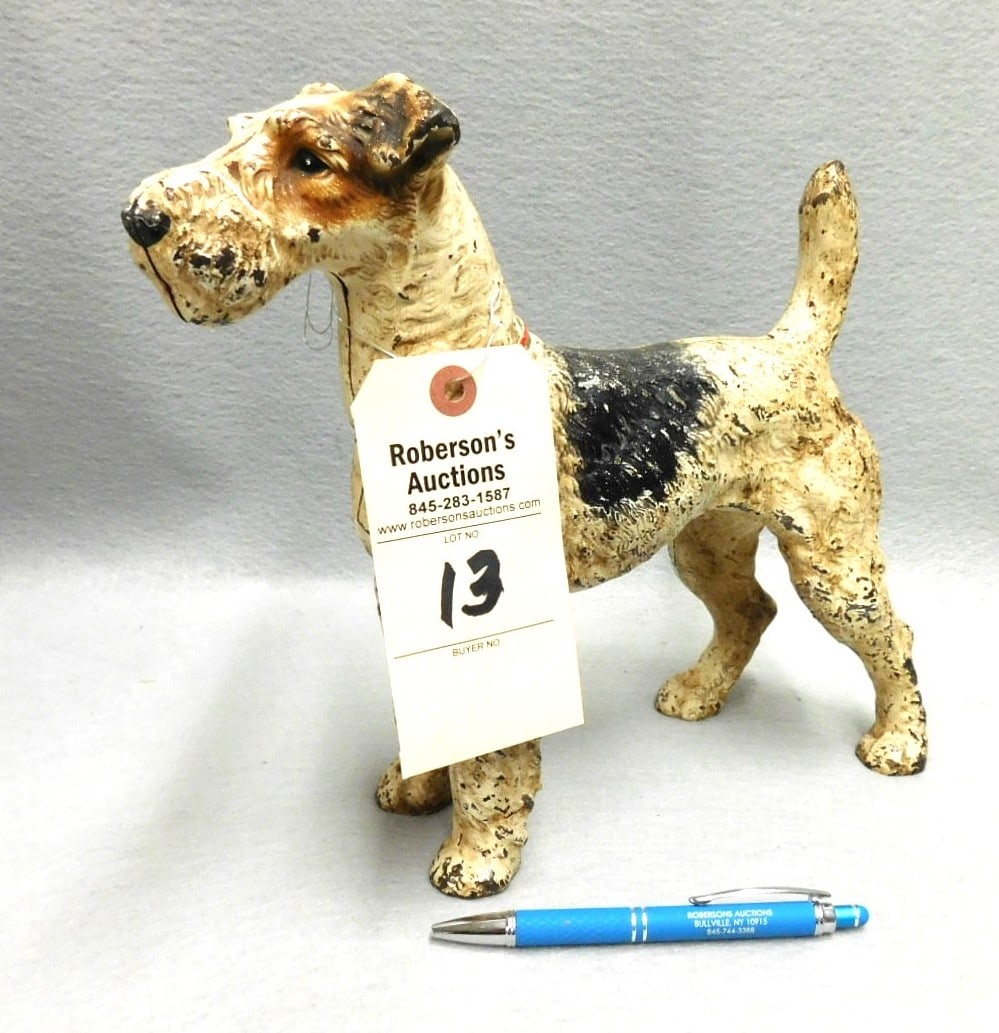 Cast Iron Terrier Dog Doorstop: Cast Iron Terrier Dog Doorstop in GD Cond. - 11"L x 10"H