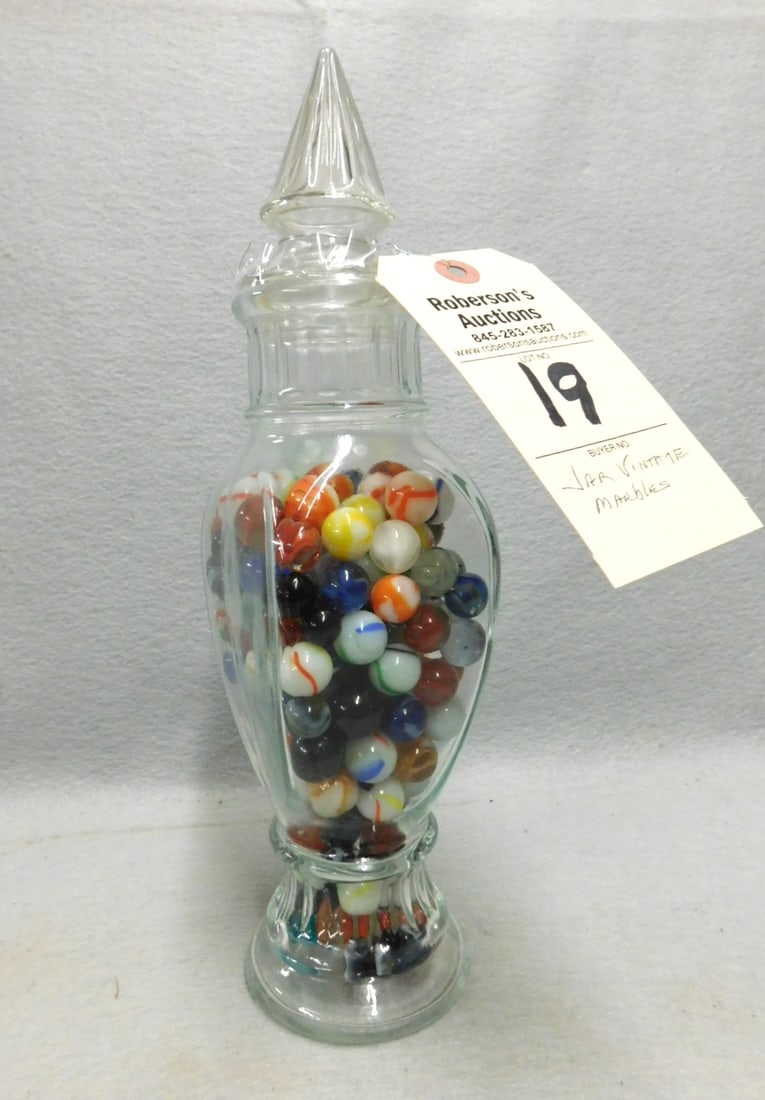 Jar of Vintage Marbles: Jar of Vintage Marbles in Gd Cond.