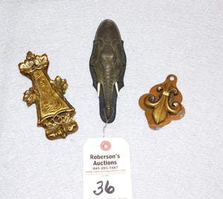 3 Vintage Brass Paper Clip Holders