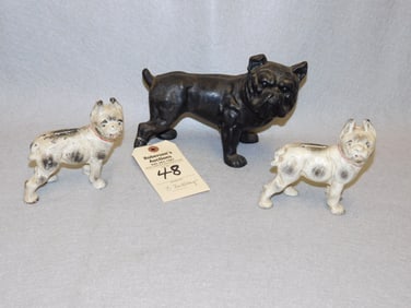3 Cast Iron Bulldog Figurals