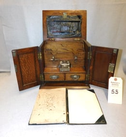 Sm. Oak Desk Top File Cabinet