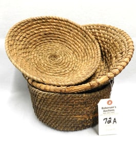 Lot of 3 Woven Rd. Baskets