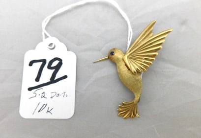 10K yg Hummingbird Pin