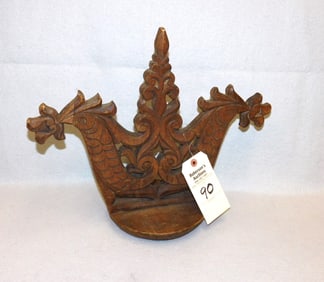 Wooden Figural w/Bird & Floral Carvings
