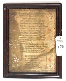 1838 Sampler of Listing of "Lee's Family"