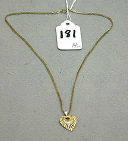 14K yg.Chain w/14K yg Heart