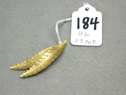 10K yg Dbl Feather Pin: 10K yg Dbl Feather Pin - 2.7 dwt. in VG