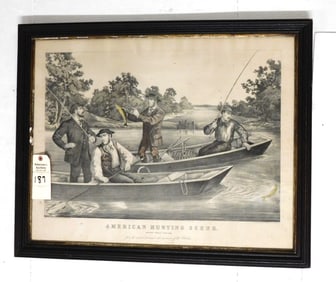 23" x 28" Litho of Men Fishing