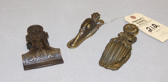 3 Cast Iron Figural Paper Clips