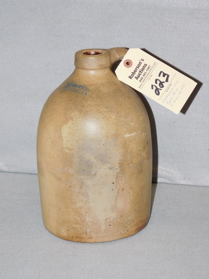 1 Gal. Stoneware Ellenville, NY Jug .: 1 Gal. Stoneware Jug - Ryan Bros., Ellenville, NY in GD Cond. - 12"H