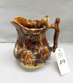 Unique Rockingham Pitcher w/Frogs